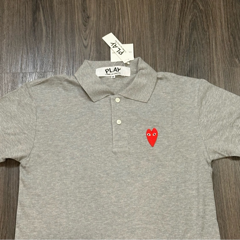 Brand NWT Comme des Garçons Play CDG Long Heart Grey Polo - Picture 8 of 8